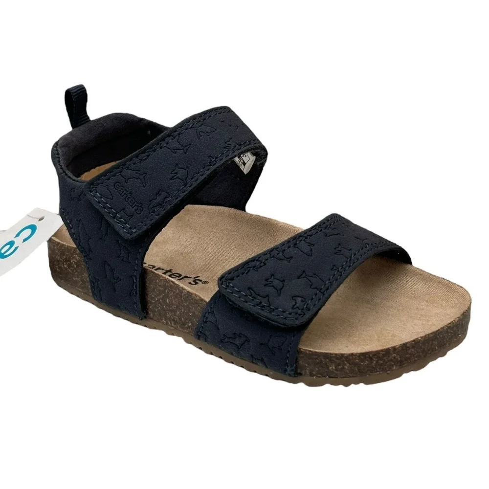 Carter's Toddler‎ Boys Slip-on Sandals Sz 10 Navy Blue Adjustable Straps Comfort